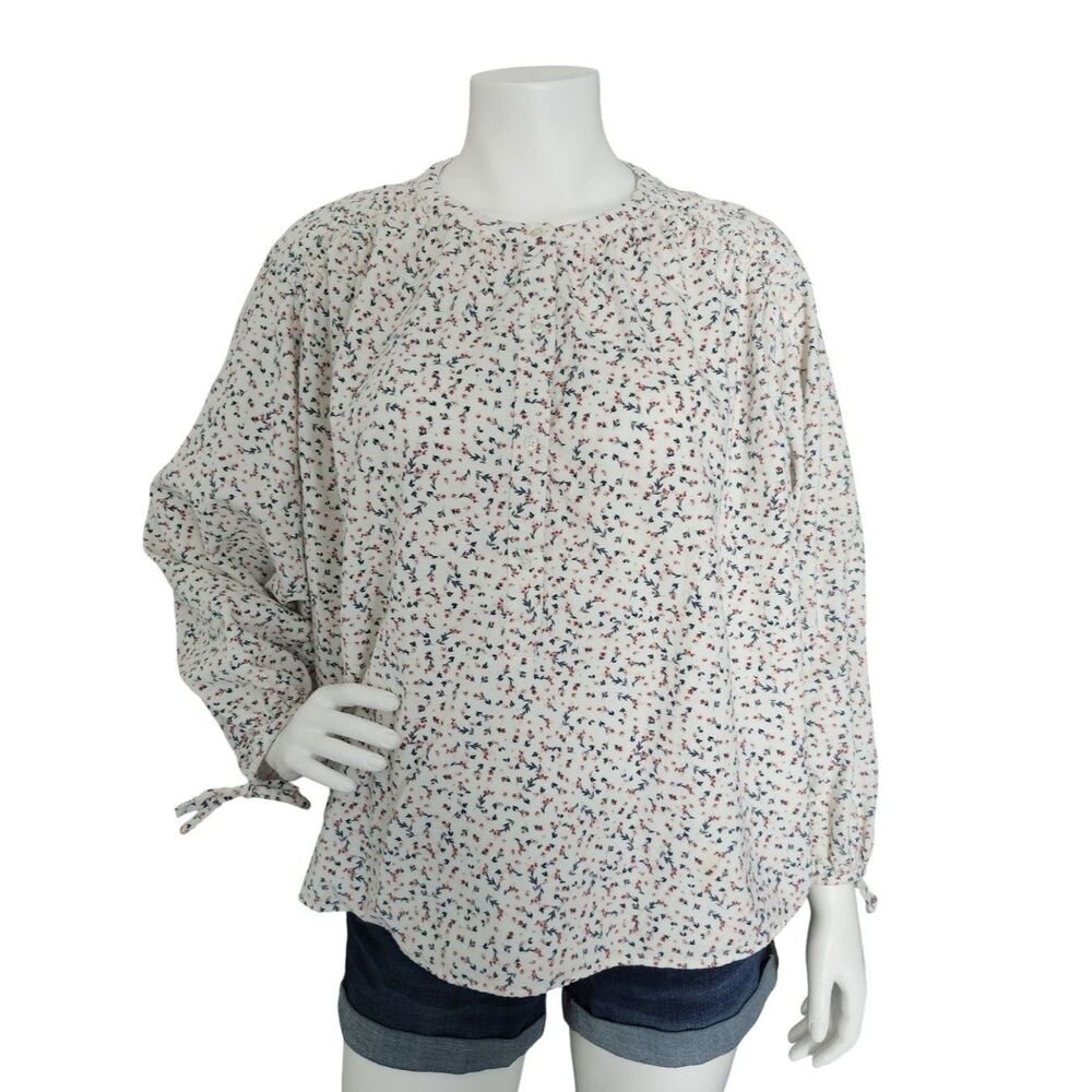 Old Navy Floral Corduroy Tie Sleeve Peasant Top XL